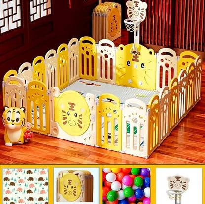 Nucarture 18 panels Baby Playpen Kids Play Area with Gate Foldable Safety Mesh for Babies