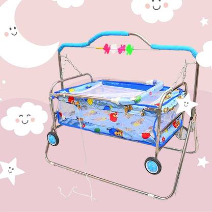Style SWING CRADLE BASSINET WITH WHEELS & MOSQUITO NET FOR BABY KIDS NEWBORN PREMIUM QUALITY