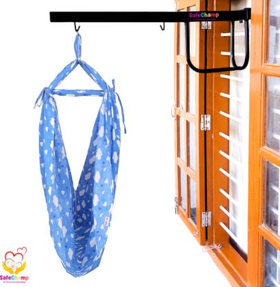 SafeChamp Cloud Baby Cradle Cloth with Seperator And Metal Window Cradle Hanger