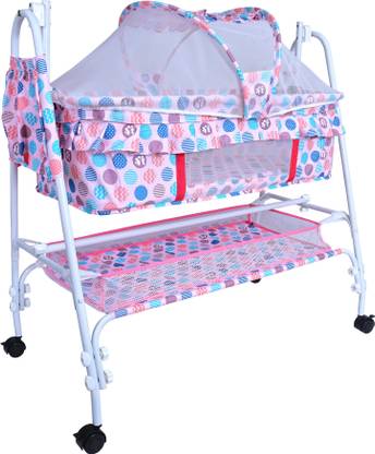 1st Step Baby Swing Cradle Jhula with Removable Mosquito Net & Storage Basket for NewBorn