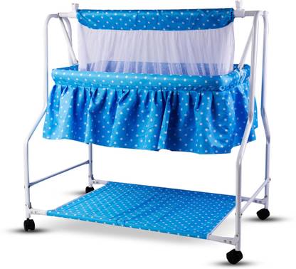 BUMTUM Baby Cradle with Swing & Mosquito Net, Foldable Cradle With Storage Mat For Baby