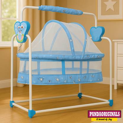Pandaoriginals Premium Bunny Rabbit Cradle with Mosquito Net and Wheels Strong Sturdy Frame