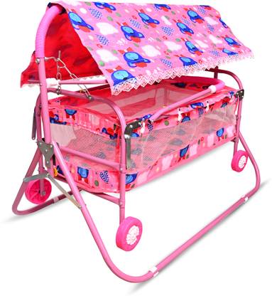 STEELOART Baby Cradle For Baby With Swing buggi, mosquito net and Heavy Body Frame