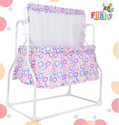 Little Funky New Born Baby Cradle with Mattress & Mosquito Net Protection