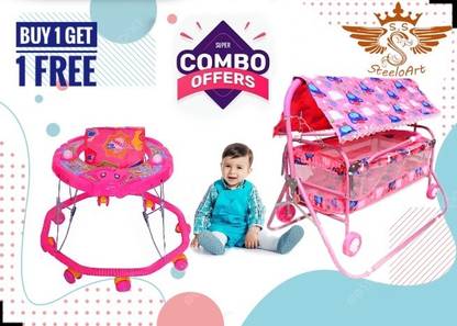 STEELOART Blue cradle +walker in one pack for our new born baby(1+1)FREE)