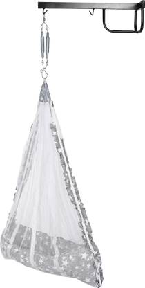 Made2Craft Baby Sleep Swing Cradle with attached Mosquito net and Metal Hanger