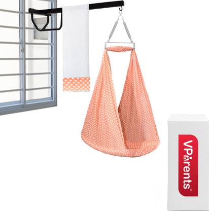 VParents Toddler Baby Swing Cradle with Mosquito Net Spring and metal window cradle hanger