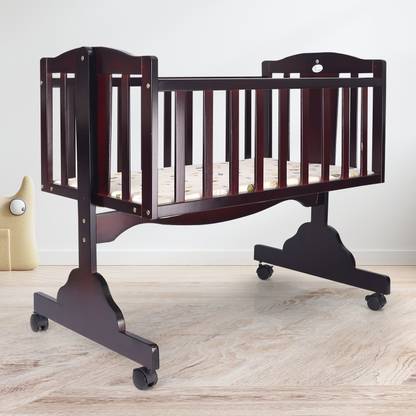 R for Rabbit Dream Time Wooden Cradle - Swing & Wheel Lock | Pine Wood | Scratch Resistant