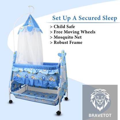 BRAVETOT Baby Cradle With Mosquito Net , Swing & Storage