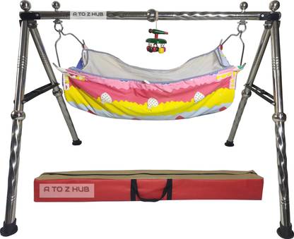 A to Z Hub Boy's and Girl's Folding Swing/parna/jhula/totthil Cradle/Ghodiyu/Crib/Bassinet