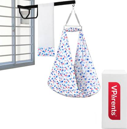 VParents Preemie Baby Swing Cradle with Mosquito Net Spring and metal window cradle hanger