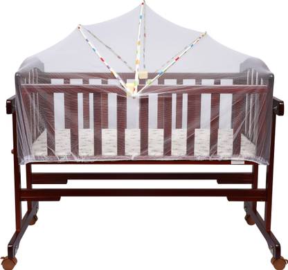 1st Step Wooden Cradle with Detachable Mosquito Net, Swing with Swing Lock and Wheels with Lock Brand