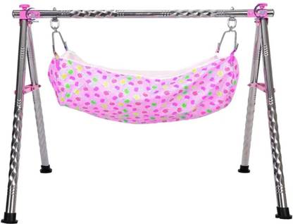 vyana sales ROUND TWISTED FOLDABLE STAINLESS STEEL CRADLE WITH COT (KHOYU,ZHOLI)