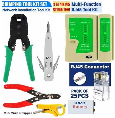 BALRAMA Modular Crimping Tool with Cable Lan Tester with 9 Volt Battery RJ45 RJ11 Network Cable Line Tester Ethernet LAN Wire Meter Ht-315 Crimping Tool With Cable Stripping Punch Down Tool Rj45 Rj11 Rj12 4p 6p 8p 3-In-1 Modular Crimping Tool with Cutter & Stripper Wire Cable Stripping Electric Cable Wire Stripper Crimper Electrician Plier Cutter Crimping Cable Cutter Hand Tool for Lan Wire Cctv Camera Telephone Electric Wire Ethernet Network Lan Adsl Computer Maintenance Repair Tools Manual Crimper