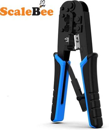 SCALEBEE Dual Modular Network RJ45 RJ11 RJ12 Crimping Tool, Network Cable Cutting Crimper Wire Cutter, for 8P/6P/4P /CAT5/CAT5e/CAT6/CAT6A All in One Crimping Tool Manual Crimper