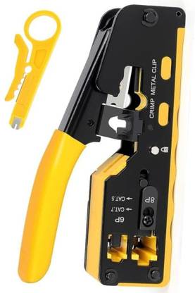 coolcold Pass Through Crimping Tool, Cat5/ Cat7 Multifunctional Modular Crimp Tool Alloy Carbon 6P 8P RJ11 RJ12 RJ45 STP/UTP Ethernet Cable Modular (Multicolor) Manual Crimper