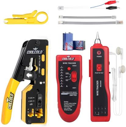 coolcold RJ45 Crimping Tool & Network Cable Tester Kit LAN Tester & RJ45 Crimping Tool Kit – Ethernet Cable Set Manual Crimper