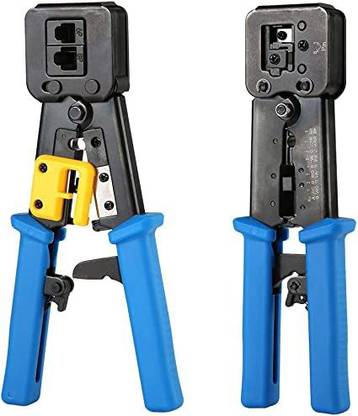 ULTRABYTES RJ45 Crimp Tool Pass RJ45 Crimp Tool Pass Through Cat5 Cat5e Cat6 Crimping Tool for RJ45/RJ12 Regular Manual Crimper