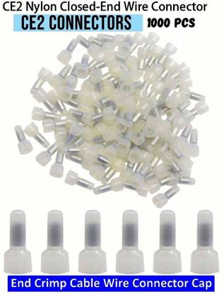 BALRAMA 1000 pc CE2 Wire End Cap Closed End Crimp Terminals Connectors Nylon Insulated Combo Set Designed for Gaming
