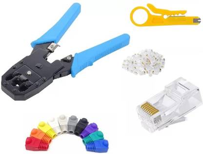 SCALEBEE RJ45 RJ1 Telephone Electric Wire Ethernet Network LAN ADSL Manual Crimper 3 in 1 Modular Crimping Tool With RJ45 Connector & Boot Cap (20pcs x 20 pcs) Manual Crimper