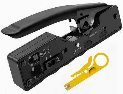 spincart Crimping Tool CAT6a CAT7 Pass Through Crimper for RJ45 RJ12 RJ11 Regular and CAT5/5e Manual Crimper