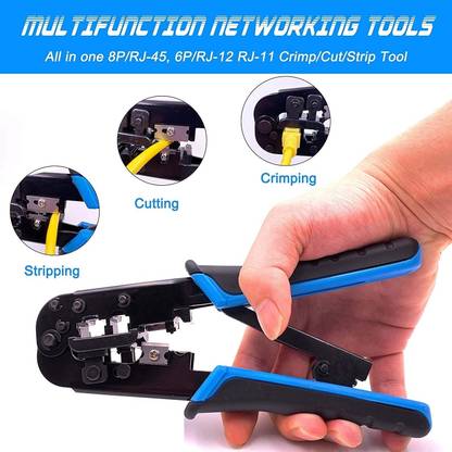 BALRAMA Heavy Quality RJ45 RJ11 Crimping Tool Dual Modular Network RJ45 RJ11 RJ12 Crimping Tool, Network Cable Cutting Manual Hydraulic Crimper