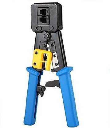 ULTRABYTES Network Cable Cutting Stripping Crimper/Wire Stripper/Wire Cutter Professional RJ45 EZ Crimp Pass-Through Cat5 Cat5e Cat6 Heavy Duty Crimping Tool Manual Crimper