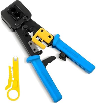 coolcold Crimping Tool |RJ45 Wire Cutter |Pass Through Cat5 Cat5e Cat6 Professional Heavy Duty Tool Kit, Heavy Duty Crimping with Cable Stripper | | Wire Cutter (Blue) Manual Crimper