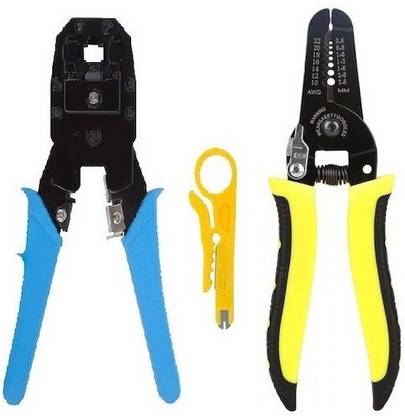 Inditrust 3in1 Modular Rj45 Rj11 Crimping Tool with 7in1 Stripping cutter (pack of 2) for Rj45 and cable wire cutter tool Manual Crimper