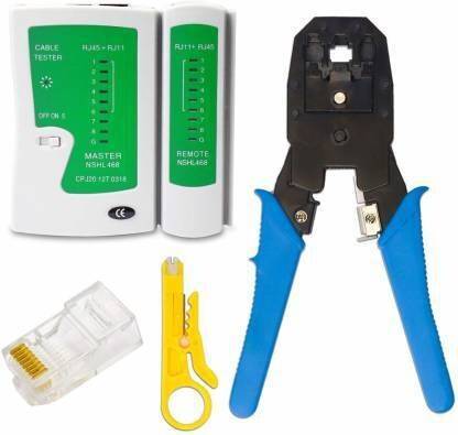 Mayuk Star 3 IN 1 Crimping Tool Kit with RJ45 - RJ11 Network Lan Cable Tester With 25 Connector Crimping Tool Kit with RJ45 - RJ11 Network Lan Cable Tester With 25 Connector Manual Crimper
