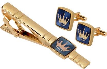EXOTICA Fashions Brass Cufflink & Tie Pin Set