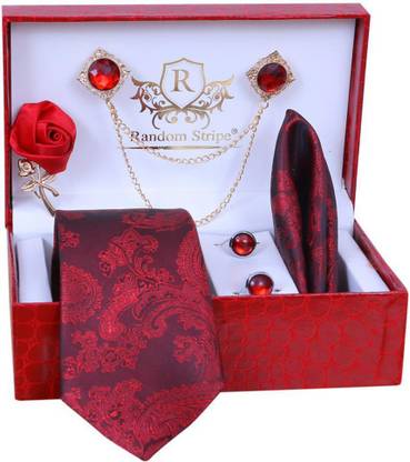 RANDOM STRIPE Silk Cufflink & Tie Pin Set