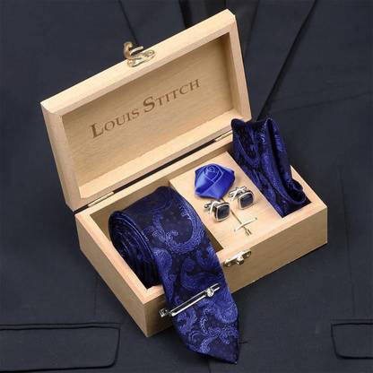 LOUIS STITCH Silk Cufflink & Tie Pin Set