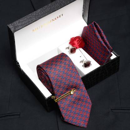 MUTAQINOTI Silk Cufflink & Tie Pin Set
