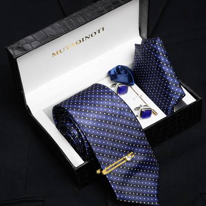 MUTAQINOTI Silk Cufflink & Tie Pin Set