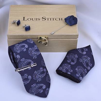 LOUIS STITCH Silk Cufflink & Tie Pin Set