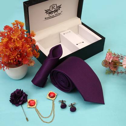 RANDOM STRIPE Silk Cufflink & Tie Pin Set