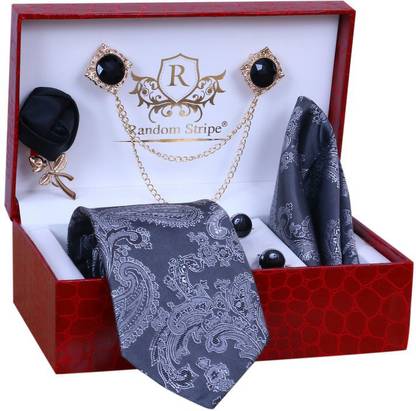 RANDOM STRIPE Silk Cufflink & Tie Pin Set