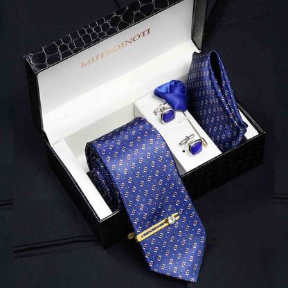 MUTAQINOTI Silk Cufflink & Tie Pin Set