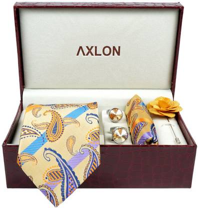 AXLON Silk Cufflink & Tie Pin Set
