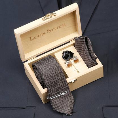 LOUIS STITCH Silk Cufflink & Tie Pin Set