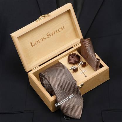 LOUIS STITCH Silk Cufflink & Tie Pin Set