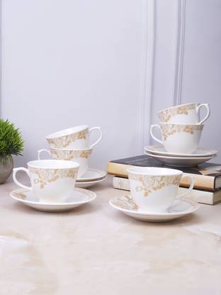 U.P.C. Cup & Saucer Set of 6 - Leaf Series बोन चाइना