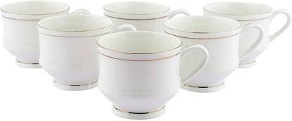 KV Crockwares Pack of 6 Bone China Gold Line Premium Tea Cup Set