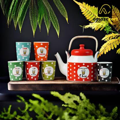 Amazecart Pack of 7 Ceramic CUTTING TEA SET