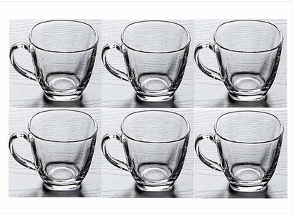 मूजिको Transparent Glass Tea & Coffee Cups - 6 Pieces, Clear/Pack of 6 Glass New Designer Tea Cup (White) काँच