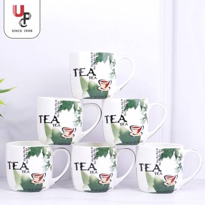 U.P.C. Pack of 6 Bone China Multi Color Decal Set Of 6 Cups Of Fine Bone China Ceramics Tableware, Daily Use Kitchen Ware *Cappuccino Series