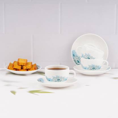 DANDY LINES Pack of 12 Bone China Rani with Blue Flowers, 51002