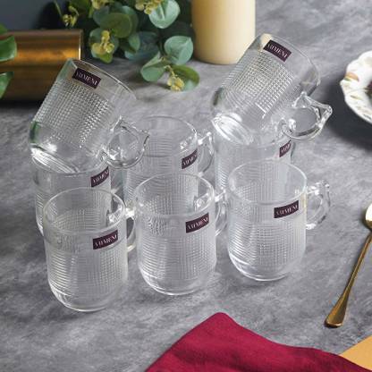 आर्टमेंट Dotted Delights Minimal Tea Cups (Set of 6) काँच