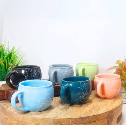 कार्तिक हैंडीक्राफ्ट Handcrafted Dot Printed Microwave Safe Tea Cup सिरेमिक, बोन चाइना